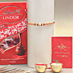 Sneh Rose Gold Pearl Beads Rakhi With Lindt Premium Chocolates
