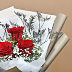 3 Red Roses Hand Bouquet