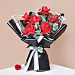 6 Red Beautiful Roses Hand Bouquet