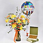 Vibrant Roses Birthday Combo and Chocolates