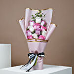 Pretty Rose Flower Bouquet N Chocolate Mono Cake