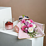 Pretty Rose Flower Bouquet N Mono Cake