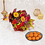 Sparks of Joy Diwali Flower Bouquet and Motichoor Laddoo