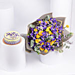 IRIS Flower Bouquet and Birthday Chocolate Cake