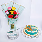 Ramadan Cake N Flowers with 9pcs of Cake Serving Set