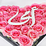 Pink Roses in Heart Shape Box for Mom