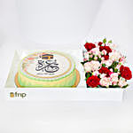 Umrah Mubarak Flower & Cake Gift Combo