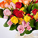 Mixed Color Baby Roses Vase Arrangement