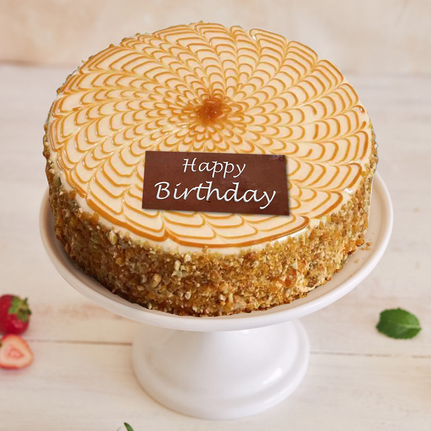 Happy Birthday Crunchy Butterscotch Cake Half Kg Qatar Gift Happy Birthday Crunchy Butterscotch Cake Half Kg Ferns N Petals