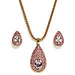 Golden Peacock Gold Plated Pink Jewelry Set