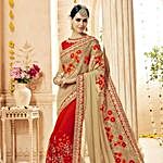 Brilliant Bridal Wear Red Embroidered Saree