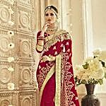Fancy Embroidered Red Saree
