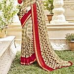 Printed Beige and Ref Formal Saree
