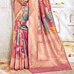 Royal Peach Coloured Art Silk Saree