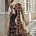 Silk and Net Party Wear Embroidered Saree