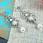 Designer Silver plated white beads Earring