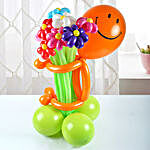 Smiley With Flower Balloons Arrangement