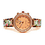 Floral Beige N rose gold Watch For Women