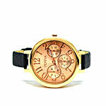 Sleek rose gold Black Watch For Women