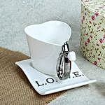 White Ceramic Heart Shaped Cup