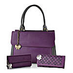 Butterflies Royal Purple Handbag Combo