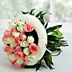 Appealing Pink N White Roses Bunch