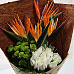 Orange Bird Of Paradise & White Roses Bouquet