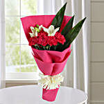 Dark Pink Carnations & White Lilies Bouquet