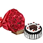 Black Forest and Flowers Eggless Deluxe