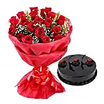 Red Roses with Cake Eggless Deluxe