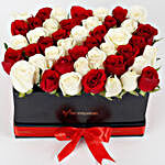 Peaceful White N Red Roses Arrangement
