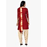 Maroon & Beige Pure Cotton Dress Material