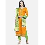 Mustard & Green Color Unstitched Dress Material