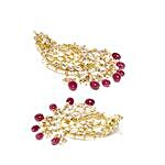 Big Kundan Earrings Gold & Red