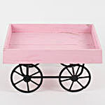 Cart Shaped Wood & Metal Vase Pink