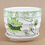 Ceramic Cup & Saucer Vase White & Green