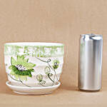 Ceramic Cup & Saucer Vase White & Green