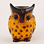 Owl Shaped Resin Vase Brown & Yellow