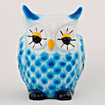Owl Shaped Resin Vase White & Blue