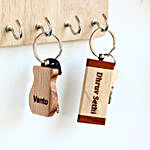 Personalised Engraved Wooden Key Chains Set of 2