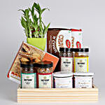Bamboo Plant with Healthy Snacks Hamper
