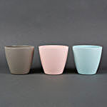Combo of 3 Recycled Plastic Conical Vases Peach Grey & Green