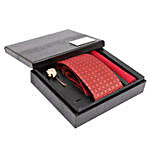 Alvaro Castagnino Red Necktie Pocket Square & Lapel Pin in Crocodile Box for Men
