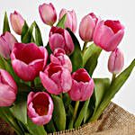 18 Purple Tulips Jute Wrapped Premium Bouquet