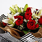 Premium Red Roses Asiatic Lilies Bouquet