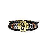 Black & Golden Aries Leather Unisex Bracelet