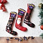 Personalised Xmas Stockings with Chocolates Set of 3