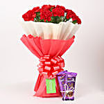 12 Red Carnations Bouquet & Dairy Milk Silk
