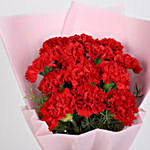 12 Red Carnations Bouquet in Pink Paper