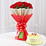 12 Red Carnations & Butterscotch Cake Combo